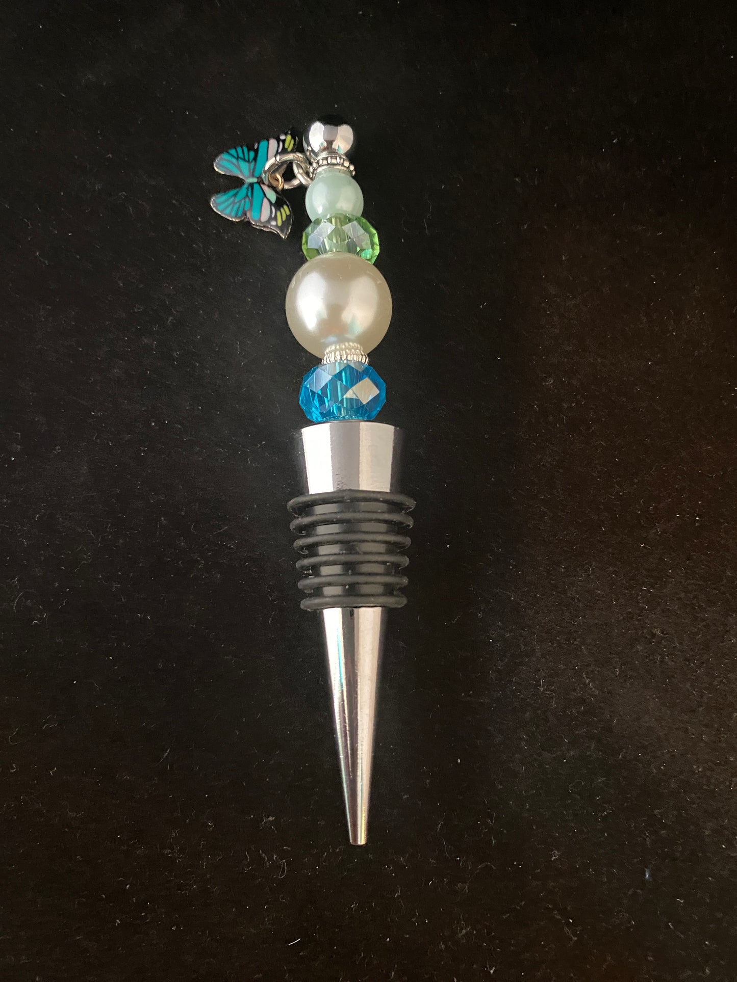 Turquoise Butterfly Beaded Wine Stopper